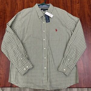 NEW U.S. Polo Assn. Green Checkered Men's Shirt          Size XXL